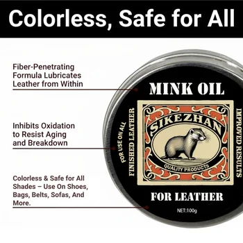 Mink Oil Leather Conditioner Balm for All Leather Products – Natural Odorless Care Cream for Shoes, Boots, Bags, Sofa 3
