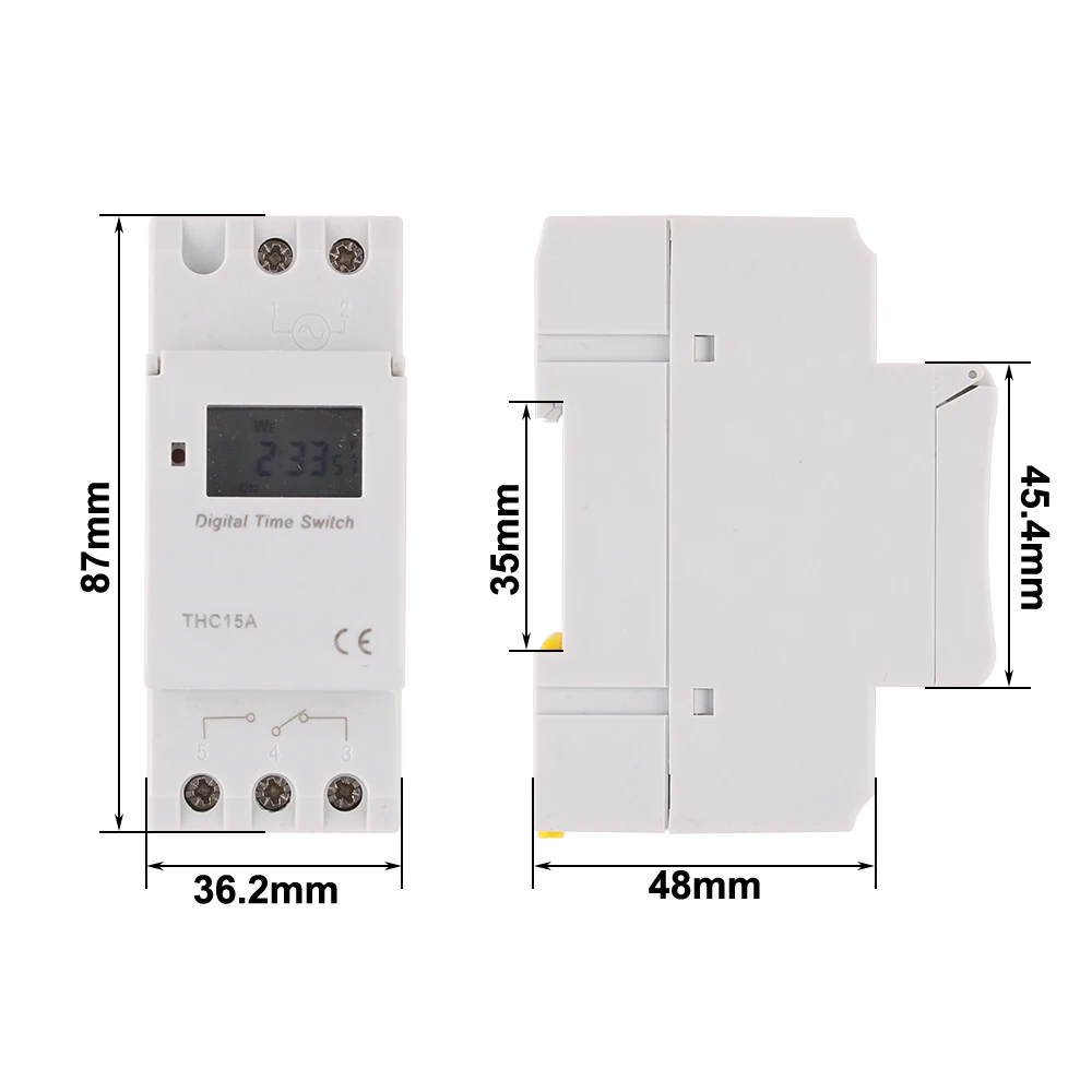 Free shipping THC15A Din Rail 2 wire Weekly 7 Days Programmable Digital TIME SWITCH Relay Timer Control AC 220V 230V 12V 24V 16A 4