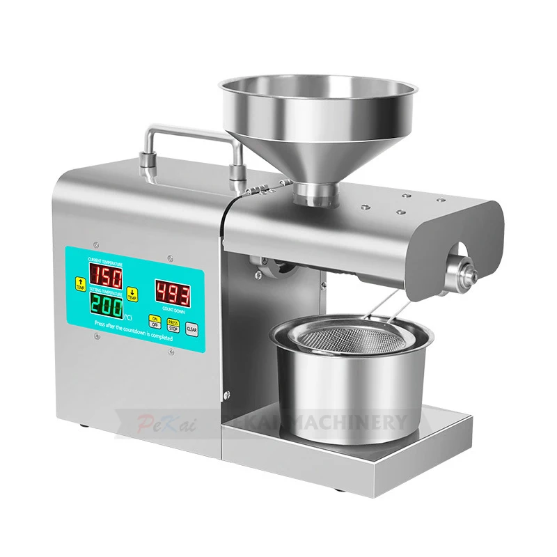 Household Oil Press Digital Temperature Control Strong Power 820W High Extraction Sesame Flax Seed Peanut Cold Press Oil Machine