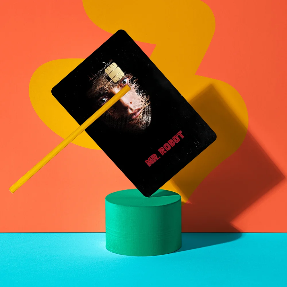 Movie-Mr. Robot Anime Cartoon Skin Stickers Film Tape Case For Big Credit Debit Card Front Side