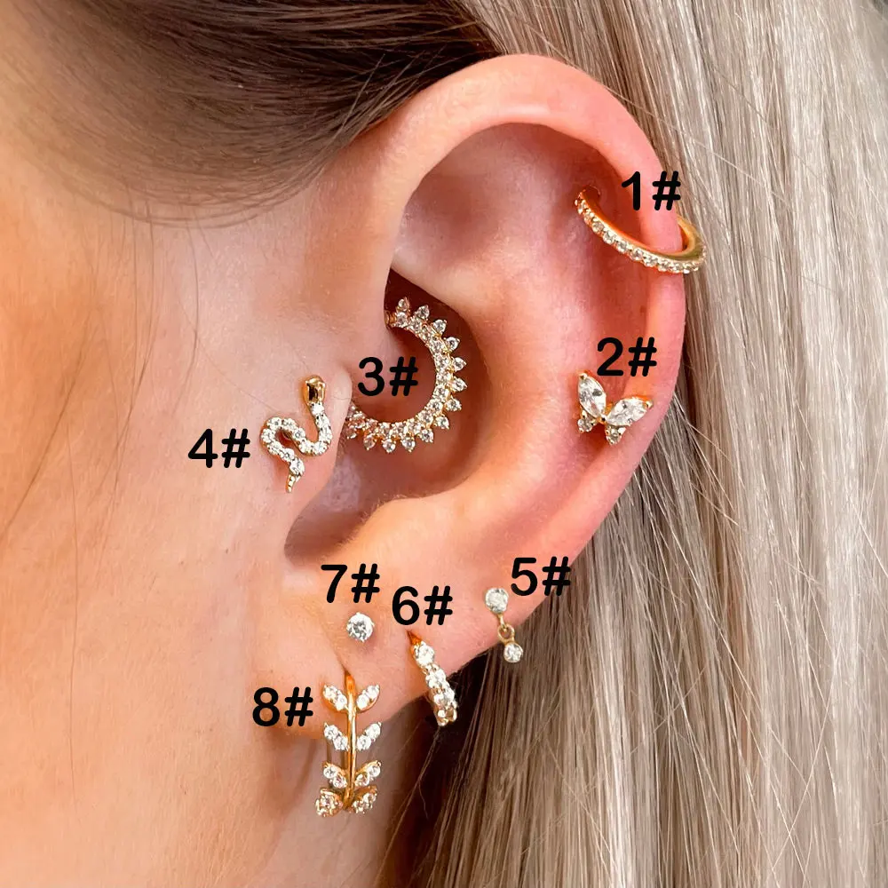 sitio Residuos Espere 1pc Septum Stud Piercing Earring For Women Zircon Butterfly Snake Helix  Tragus Ear Lobe Cartilage Daith Piercing Earring Jewelry - Stud Earrings -  AliExpress