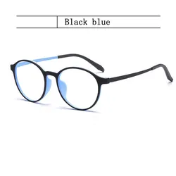Sleek Retro Round Glasses Frames - Ultralight TR90 Titanium Eyewear (Blue)