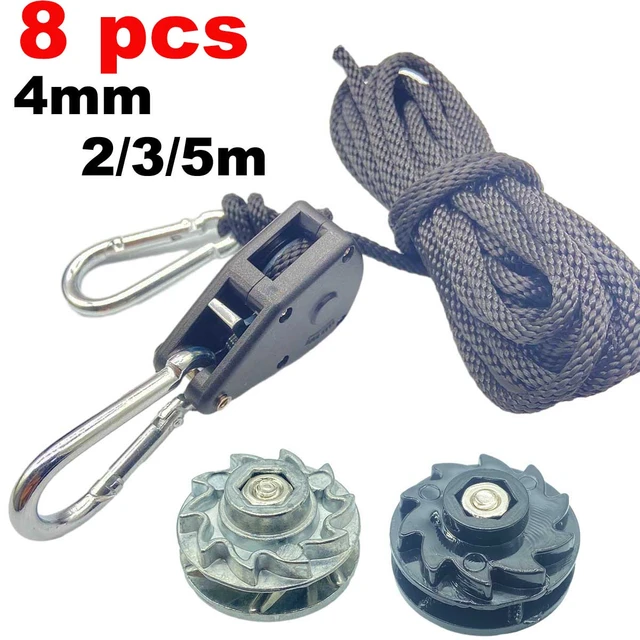 Corde à Vent pour Tente de Camping, 4mm, 2/3/5m, 8 Pièces, Poulie de  Fixation, Cliquet, Auvent, Crochet - AliExpress