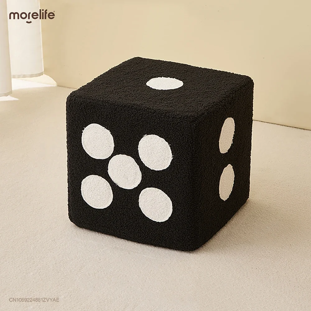 

Mobile Shoe Change Stool Living Room Cubic Imitation Lamb Wool Funny Shoes Stools Bedroom Decorative Dices Bench Furniture