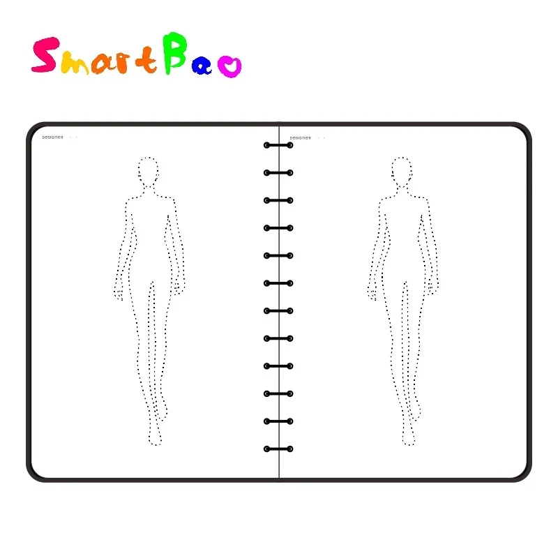 Modelo do Corpo Humano para Mulheres e Homens Caderno de Design de Moda Estilo Esboço Roupas de Renderização Ferramentas de Designer 50 Folhas 120g a4 a5