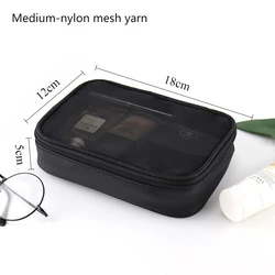Clear Waterproof Makeup and Toiletry Travel Bag (M - Nylon mesh yarn)