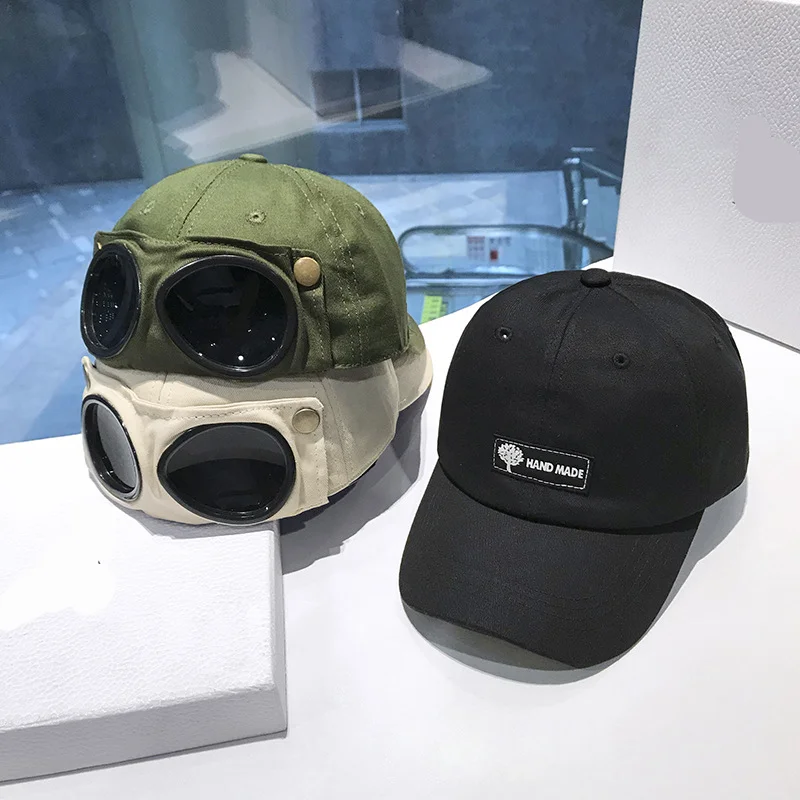 Pilot Hat Male Wearing Glasses in Reverse Duck Tongue Hat Female Street Personality Instagram Versatile Sunglasses Baseball Cap_voghion.com