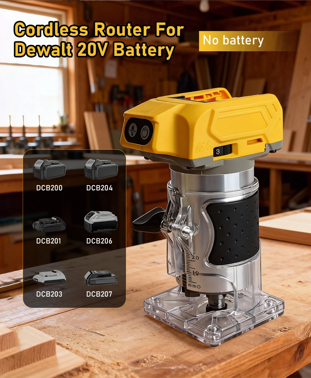 2000W Electric Router 21V Brushless Trimmer Heavy Duty Woodworking Engraving Tri