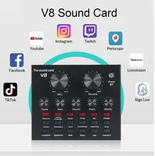  V8 V8S Audio Mixer USB External Headset Microphone Webcast Personal Live Broadcast Sound Card For Phone Computer 