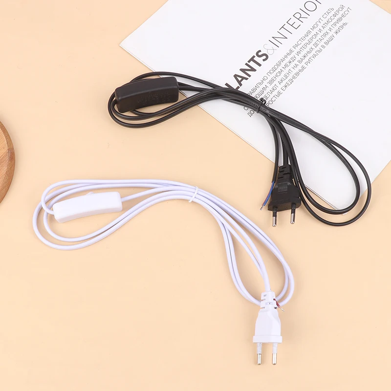 EU Plug LED Light Switch Cable Wire On/Off Switch Desk Lamp (6FT/1.8M) EU Plug Extension Connector Electric Cable