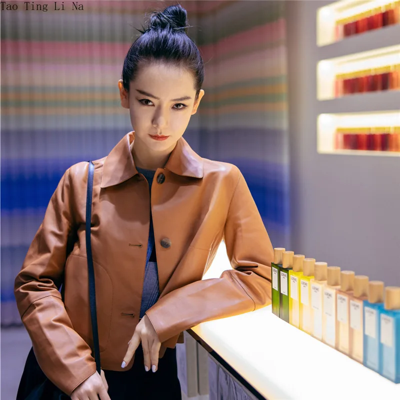 2022 Genuine Leather Women Fashion Casual Loose Sheepskin Jacket G10