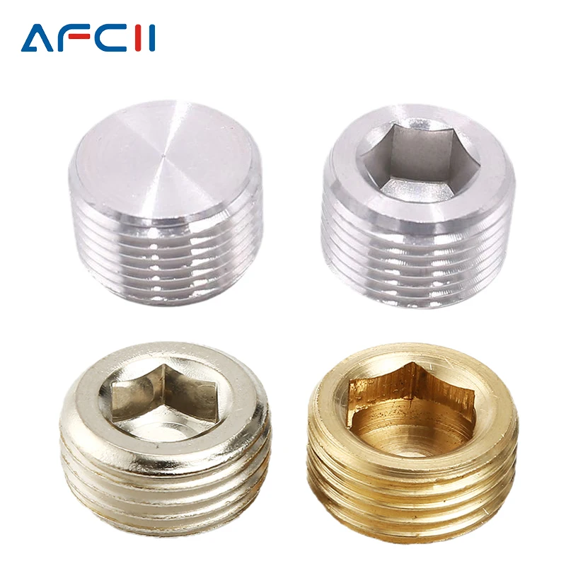 10PCS 1/4 NPT Male Plug - Brass Internal Hex Thread Socket Plugs For Industrial Use