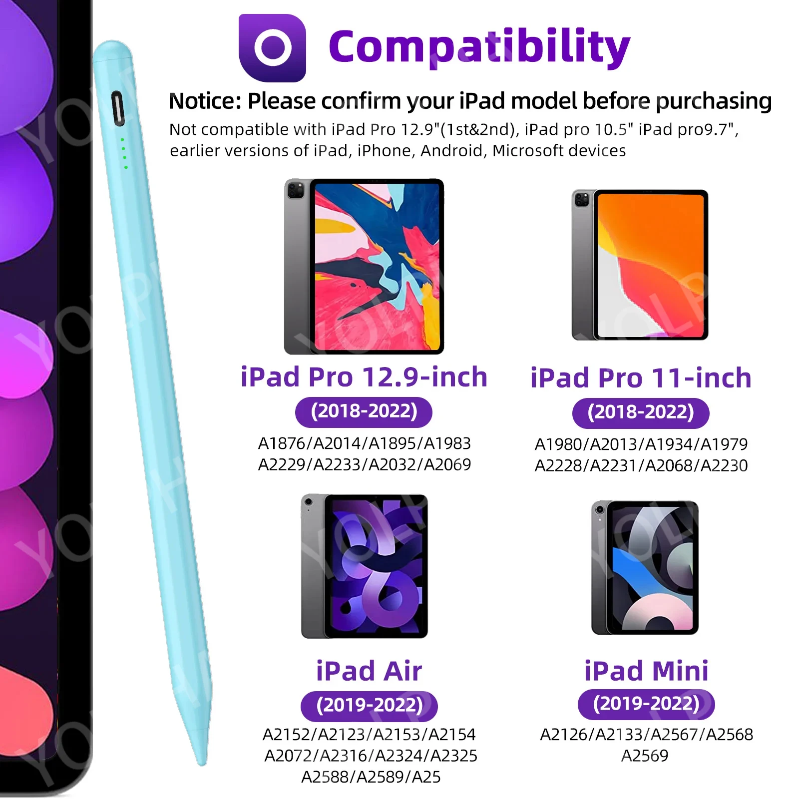 չٴ ź  ִ iPad ŸϷ (2018-2024) Apple Pencil üǰ iPad ׼ Ƽ ġ ũ 