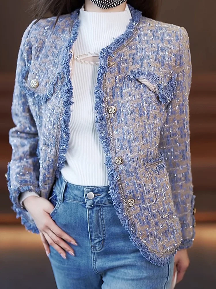 

Temperament Round Neck Single Breasted Contrasting Fur Edge Coarse Woolen Jacket 2023 Winter New Fashionable Women'S Clothing