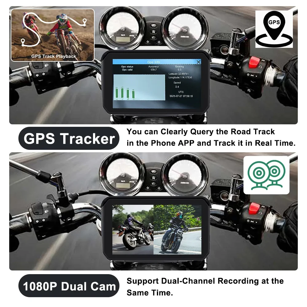 Navigazione GPS portatile da 5 pollici per display impermeabile per moto Moto Wireless Apple Carplay Android Auto Schermo IPS IPX7 - Image 3