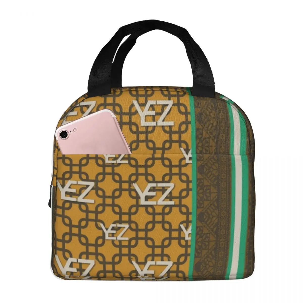 

All Over Print Luxury Portrait Golden Thermal Insulated Lunch Bag Insulated bento bag Lunch Container Bento Pouch cooler Tote