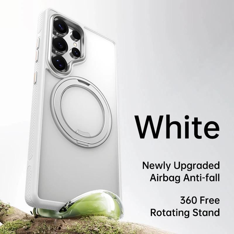 360° Rotating Magnetic Phone Case with Luxury Metal Bracket and Shockproof Protective Cover