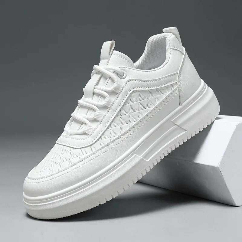 Fashion Men White Shoes All-match Korean Man Casual Sneakers Platform Boys Outdoor Board Shoes Breathable Comfy Sneakers