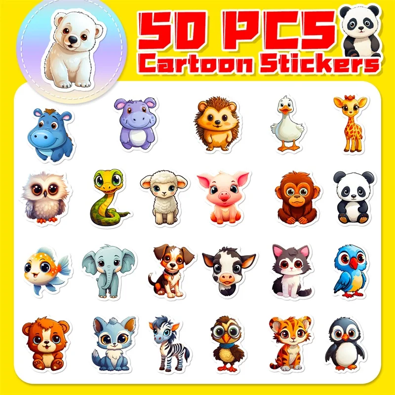 Cute Big Eye Animal Stickers - Aesthetic Colorful Decoration for Scrapbooking & School Supplies