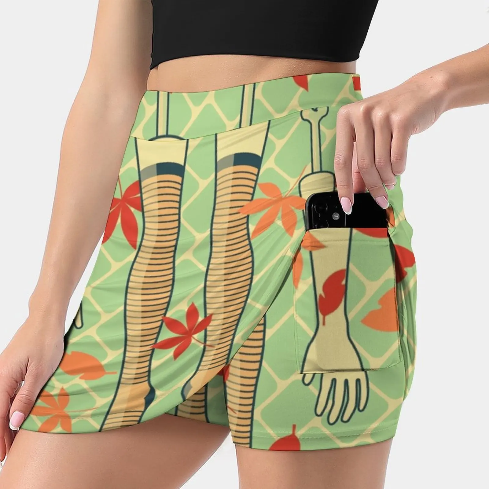 

Fall ( In Love ) Korean Fashion Skirt Summer Skirts For Women Light Proof Trouser Skirt Legs Leaves Autumn Bones Brick Wall