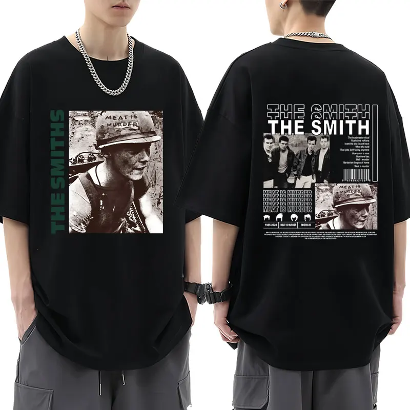 

Rock Band The Smiths Vintage T Shirt Meat Is Murder Morrissey Marr 1985 Hip Hop Gothic Men's Loose T-shirts Streetwear Unisex