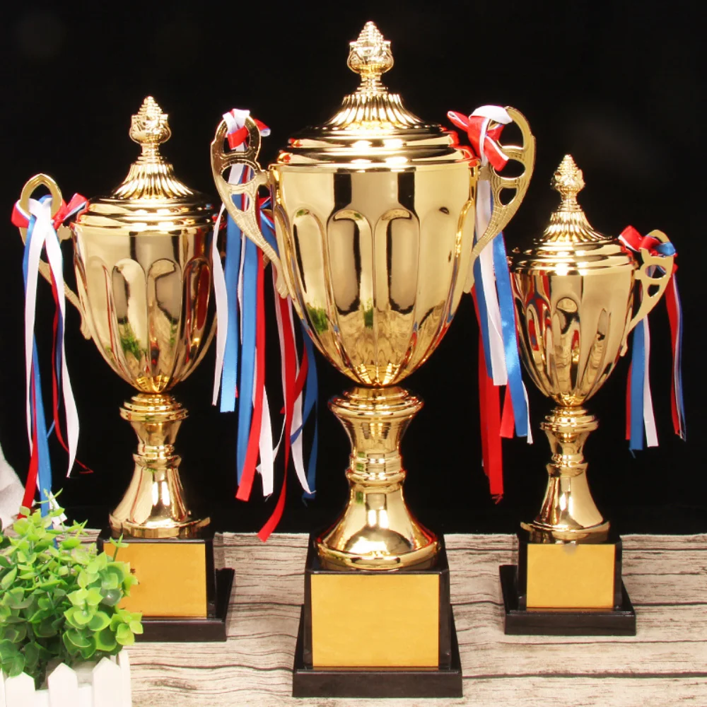 Plastic Trophy Toys Sports Games Gold Trophy Awards Champion with Lid Winner Award Toy School Rewarding Supply Competition Soccer