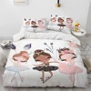 Cartoon Cute Ballet Girl Ballerina Comforter Bedding Set,Duvet Cover Bed Set Quilt Cover Pillowcase,Queen Size Bedding Set Kids 4
