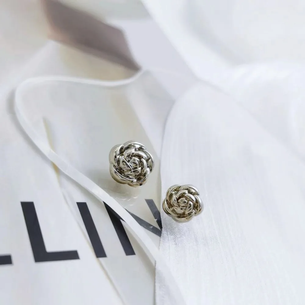 10pcs 작은 금속 꽃 단추 10mm/12.5mm 골드 컬러 로즈 샹크 버튼 여성 의류 액세서리