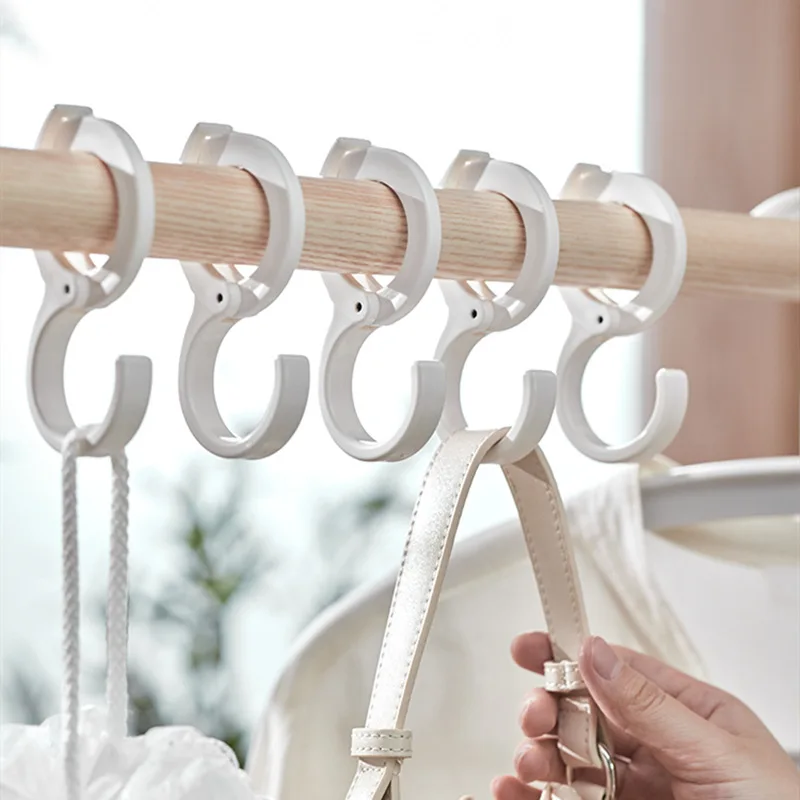 

2pcs Plastic S-Shape Hooks Multi-Purpose Kitchen Bathroom Hanging Buckle Hooks Adjustable Clothes Bag Key Clasp Holder