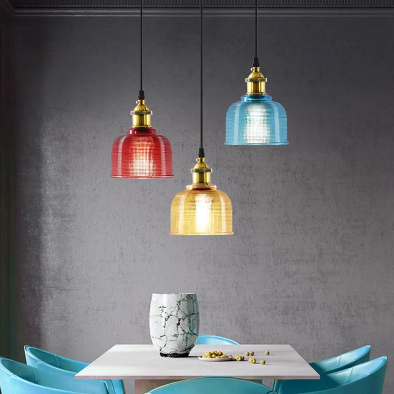 

European Style Retro Chandelier Creative Colored Glass Lamp Bedroom Living Room Study Restaurant Lamps Hotel Cafe Light Fixtures
