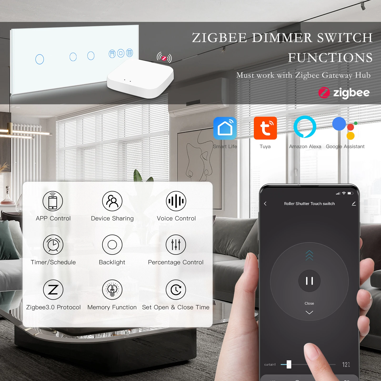 bseed zigbee duplo toque switches interruptor do obturador 01