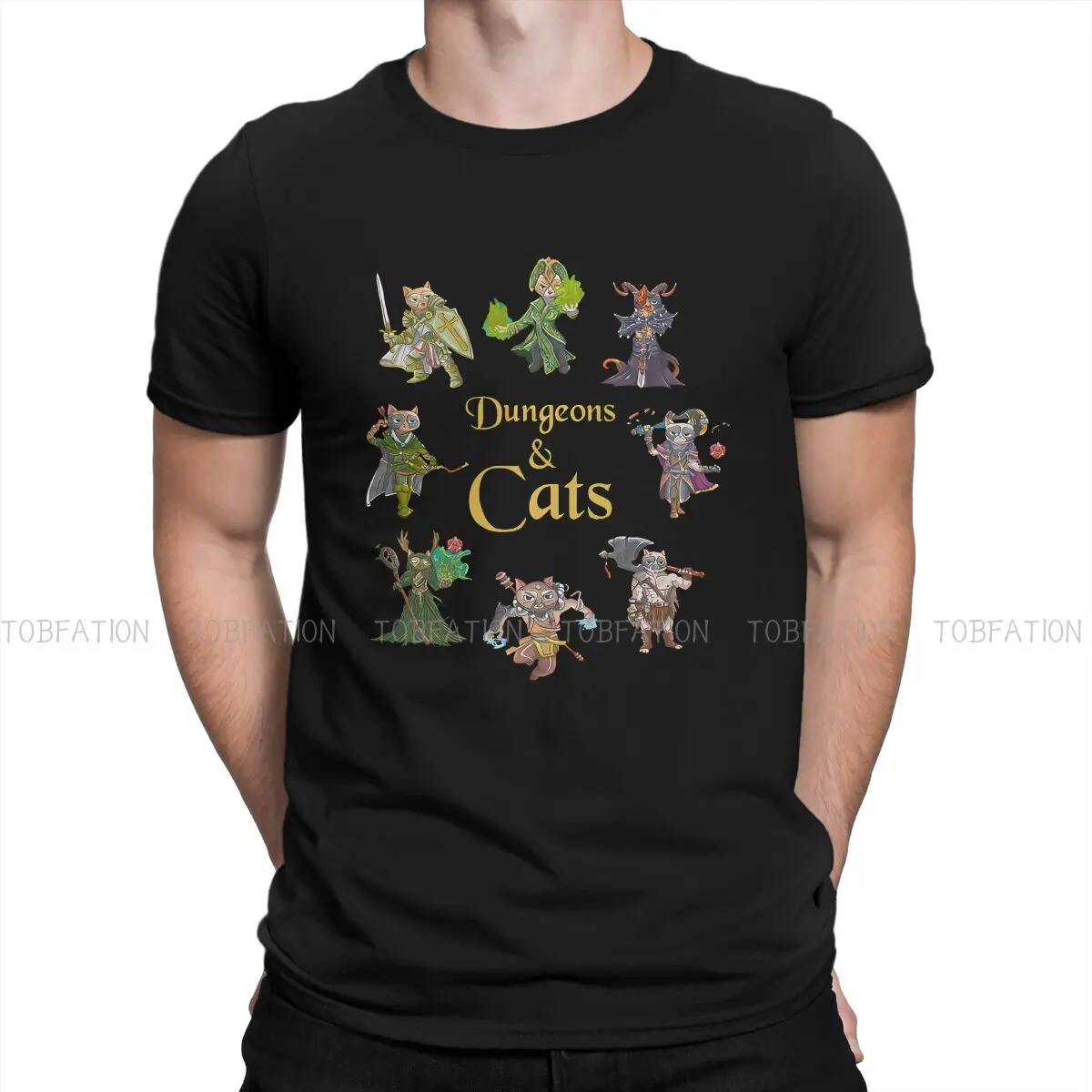 

Dungeons and Cats Special TShirt DnD Game Leisure T Shirt 100% Cotton Summer Stuff For Men Women