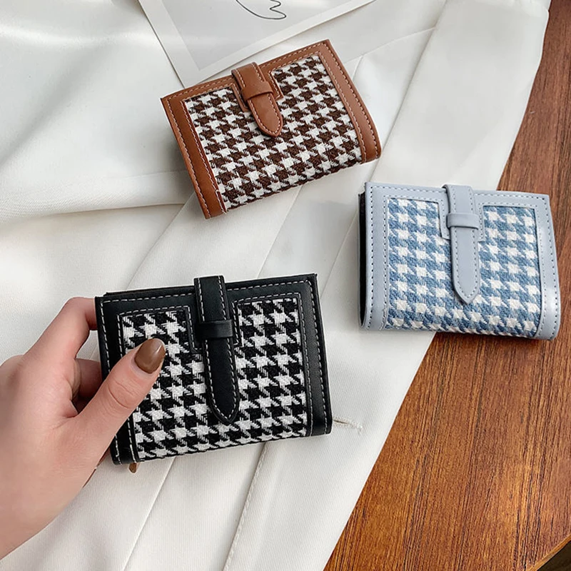 2021New Lady Vintage fashion Female Plaid Wallet Women Wallets Chic