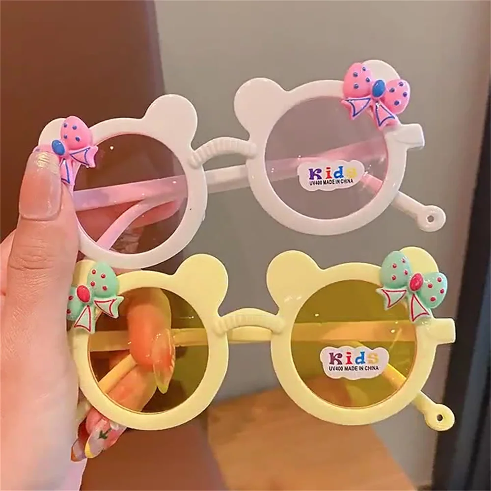 Cute Cartoon Bowknot Sunglasses, Girls Kids Children Sunshade Glasses For Climbing Outdoor Sports
