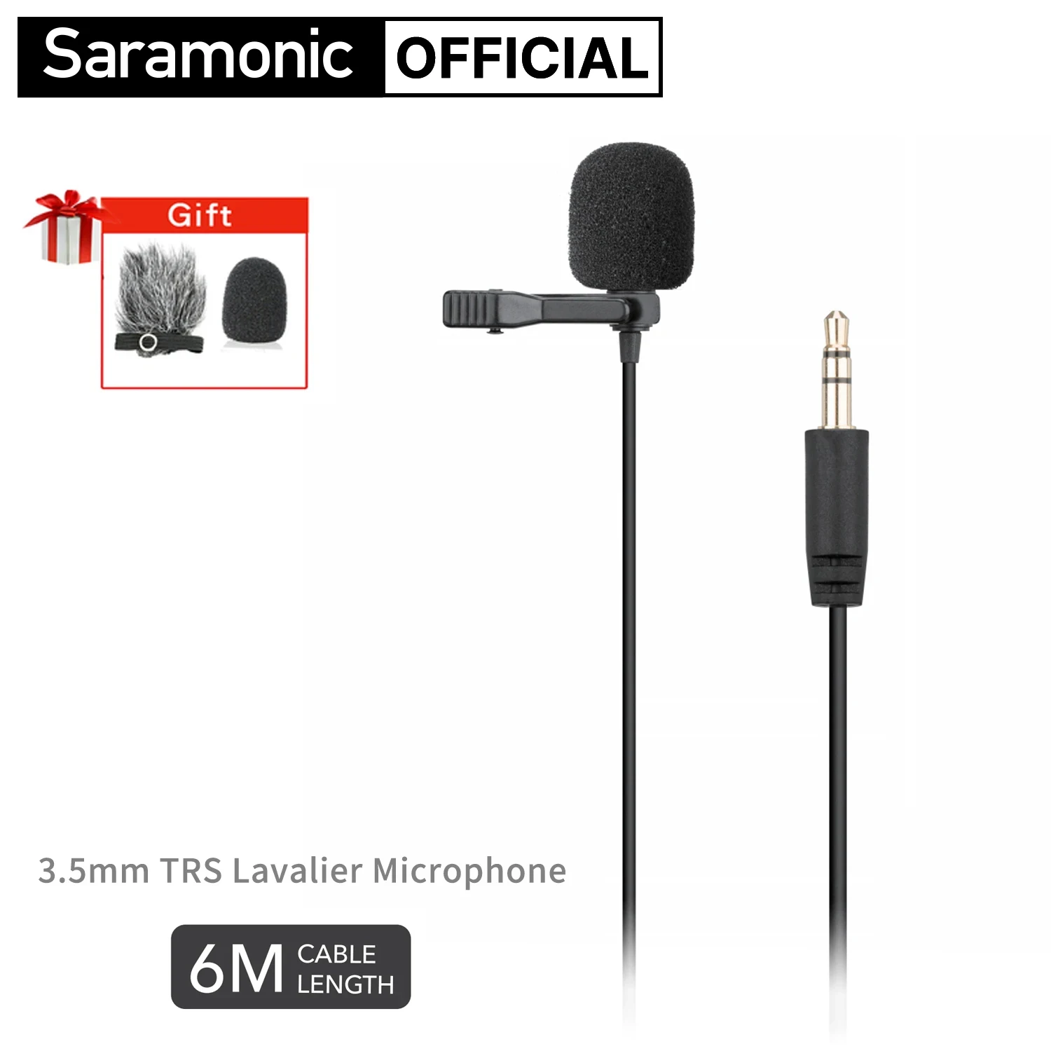 Saramonic SR-XLM1 6m 3.5mm TRS Lavalier Lapel Microphone for DSLR