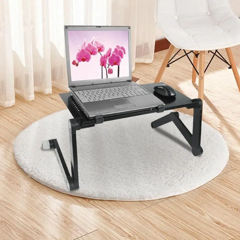 Portable Adjustable Laptop Desk Stand Cooler Fan Ergonomic Lapdesk For Bed Sofa PC Notebook Table Desk With Mouses Pad laptop desk stand