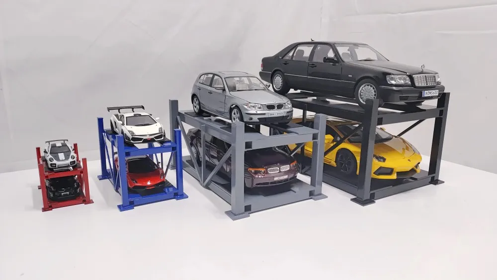 1/18 1/24 1/43 1/64 Car Parking Rack Lift Model Garage Scene Model 5