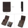 Vintage Genuine Leather Pen Pouch Case with 6 Slots Removable Pen Tray Holder Retro Pen Bags High-end School Office Supplies 2