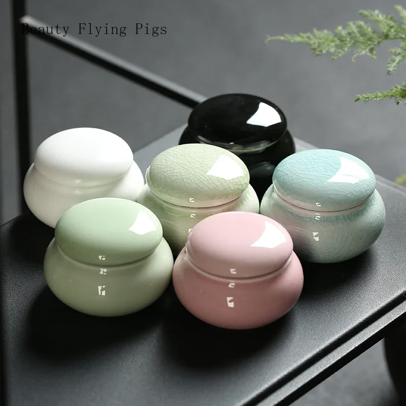 4pcs/lot ceramic mini tea cans sealed cans of fragrant powder ceramic pill pearl powder portable travel storage tank