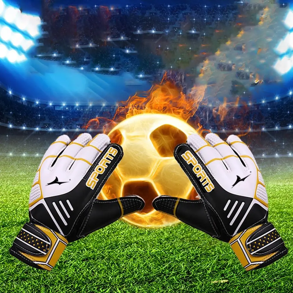 

1 Pair Size 5-10 Kids Goalie Gloves Anti-Slip Rubber Goalkeeper Gloves Wear Resistant Double Layer Wrist Adult/Children/Kids