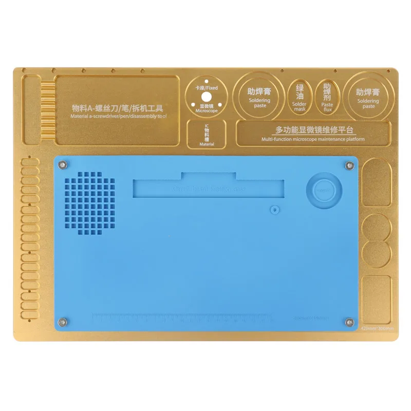 

Microscope Metal Stand Base with Stainless Steel Bracket Phone Maintenance Platform Aluminum Alloy Mat Phone Repair Working Pad