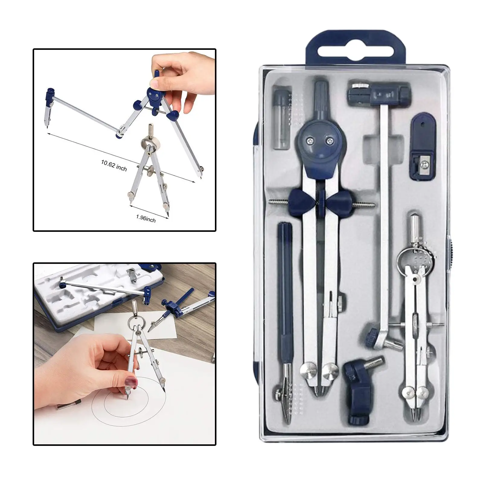 Drawing Compass 7Pcs Geometry Set Geometry Precision Tool Circle Drawing Tool Architecture Drafting Kits For Engineer With Storage Box