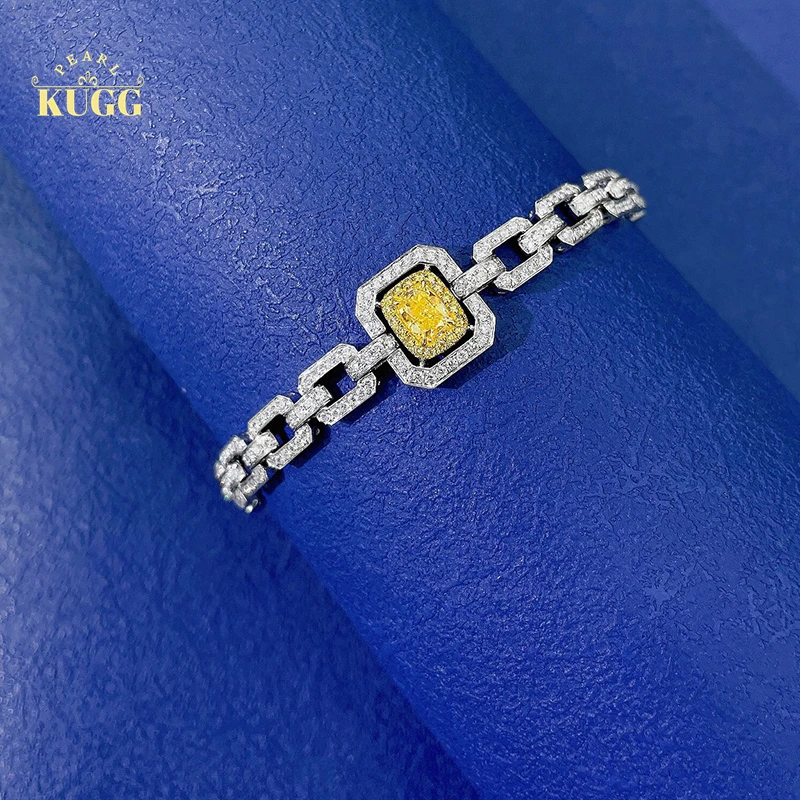 KUGG 18K White Gold Bracelet Natural Yellow Diamond Bracelet Luxury