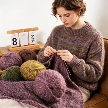 Confezione da 3 rotoli di filato mohair a pelo lungo, 50 g per rotolo, totale 150 g, filato mohair fantasia, disponibile in più colori, adatto per lavori a maglia, uncinetto, maglioni, sciarpe e accessori per capelli