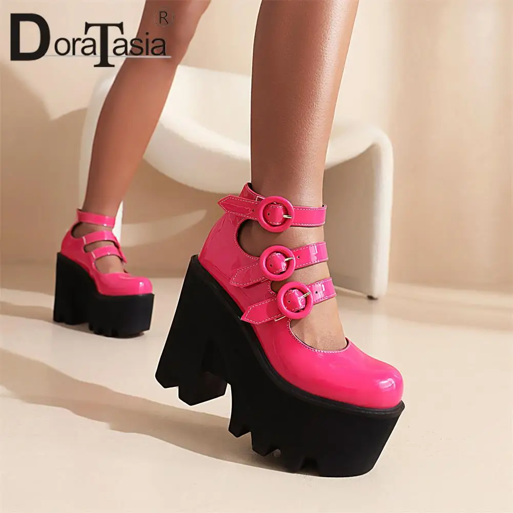 

DORATASIA Brand Female Platform Mary Janes Pumps Fashion Buckle Chunky High Heels Women Pumps Party Office Sexy Shoes Woman