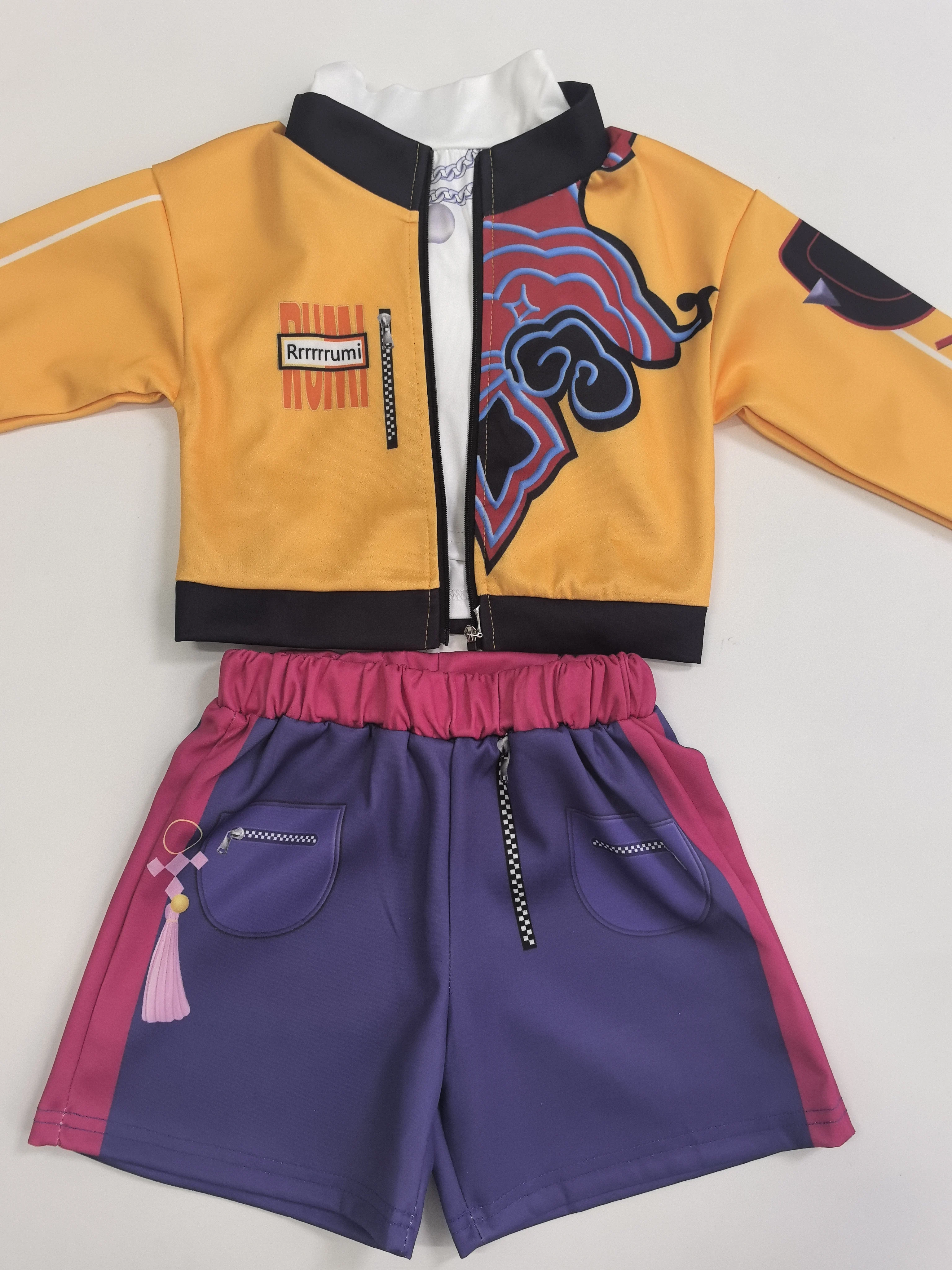 Model wearing the cosplay set, showing comfortable fit during movement