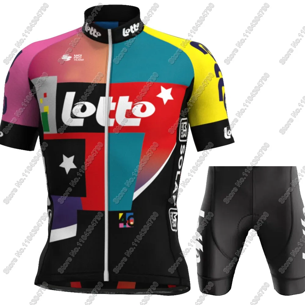 2025 Lotto Team Cycling Jersey Set Summer Cycling Clothing Men's Kit Road Bike Shirts Suit Bicycle Bib Shorts MTB Uniform 5