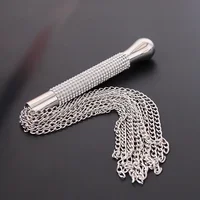 Metal Alloy Chain Tassel Short Horse Riding Whip Crop Crystal Handle 2