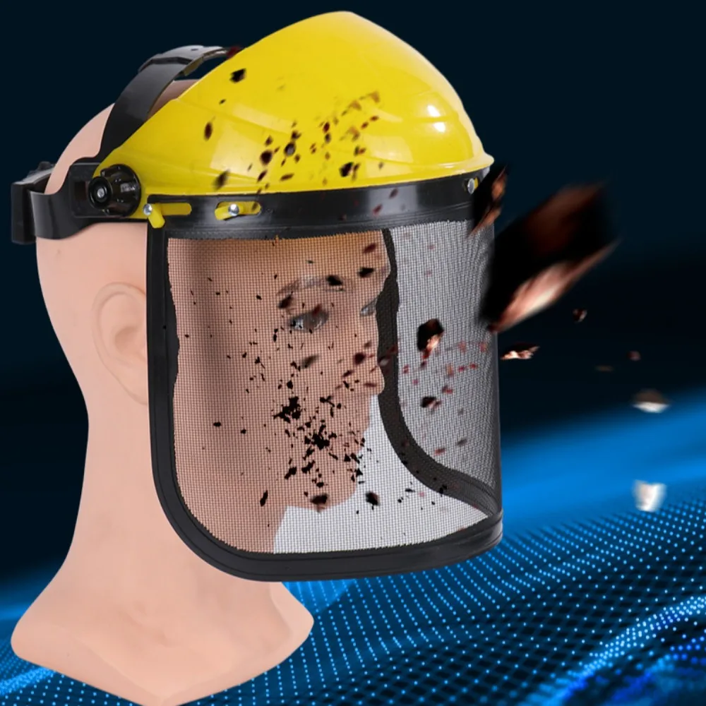 Safety Helmet Metal Mesh Chainsaw Helmet Splash Prevention Sponge Lining Mesh Face Shield Large Adjustable Safety Helmet Protective Mask face shield mask