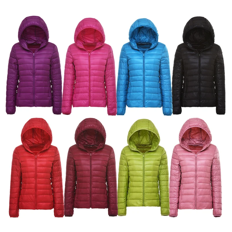 Women Puffer Jacket 20 Colors Plus Size 5XL 2024 New Spring Autumn Female Ultra Lightweight Packable Hooded White Duck down Coat